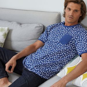 Blancheporte Pánske tričko s minimalistickým dizajnom nám.modrá/biela 137/146