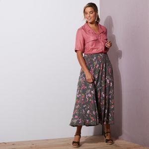 Blancheporte Dlhá sukňa so vzorom kvetín khaki/ružová 42