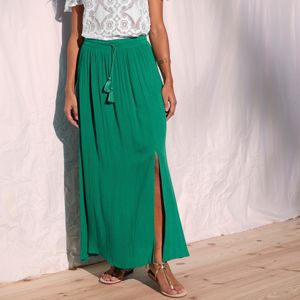Blancheporte Krepónová sukňa, jednofarebná zelená 52