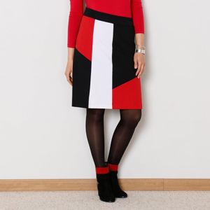 Blancheporte Sukňa s grafickým vzorom, z úpletu Milano čierna/biela/červená 40