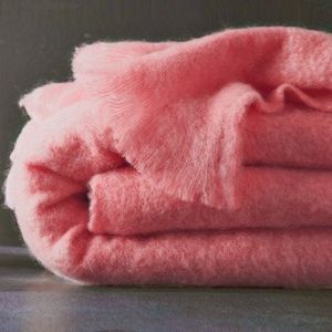 Blancheporte Mohérová vlnená deka Angora ružová 180x220cm
