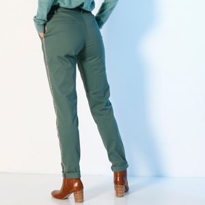 Blancheporte Chino nohavice, trblietavé lampasy zelená jedľová 40