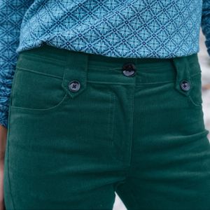 Blancheporte Menčestrové nohavice s gombíkmi smaragdovozelená 40