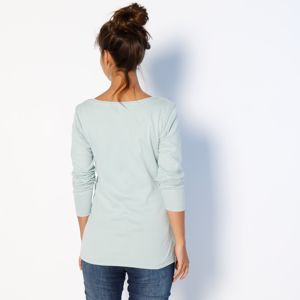 Blancheporte Jednofarebné tričko s dlhými rukávmi morská zelená 34/36
