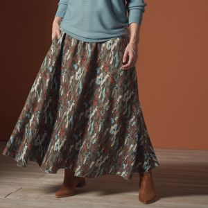 Blancheporte Dlhá sukňa s etno vzorom khaki 48