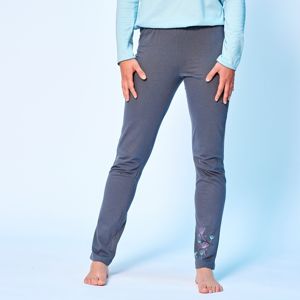 Blancheporte Jednofarebné pyžamové nohavice so stredovou potlačou kvetín bridlicová 42/44