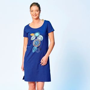 Blancheporte Krátka nočná košeľa s potlačou roziet, s krátkymi rukávmi modrá 52