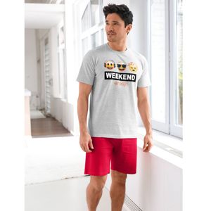Blancheporte Pyžamo so šortkami Emoji sivý melír/červená 107/116 (XL)