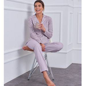 Blancheporte Bavlnené pyžamo s kostýmkovým golierikom lila 52