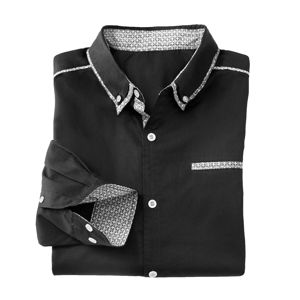 Blancheporte Jednofarebná košeľa s dlhými rukávmi a kontrastnými detailmi čierna 45/46
