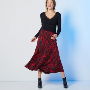 Blancheporte Dlhá sukňa s potlačou čierna/červená 52