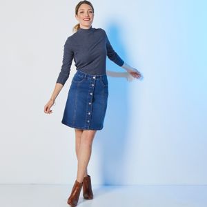 Blancheporte Džínsová sukňa s gombíkmi modrá 52