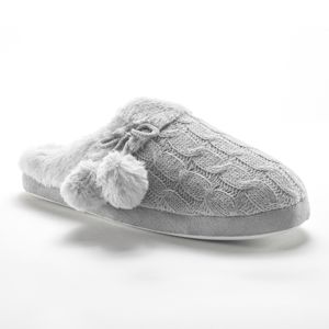 Blancheporte Pletené papuče so strapcami, imitácia kožušiny sivá 40