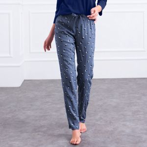 Blancheporte Pyžamové nohavice s potlačou bodiek modrá 52