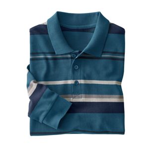 Blancheporte Polo tričko s prúžkami a dlhými rukávmi modrá tyrkysová 117/126 (XXL)