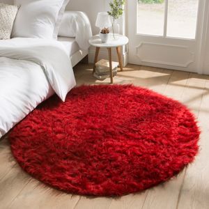 Blancheporte Okrúhly koberec s vysokým vlasom červená pr. 140 cm
