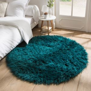 Blancheporte Okrúhly koberec s vysokým vlasom smaragdová pr.70cm