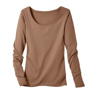 Blancheporte Jednofarebné tričko s dlhými rukávmi oriešková 42/44