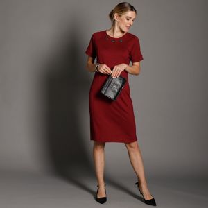 Blancheporte Jednofarebné šaty s gombíkmi bordó 52