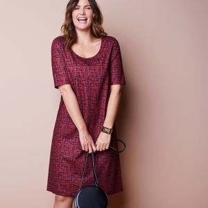 Blancheporte Šaty s minimalistickým vzorom a rukávmi po lakte čierna/červená 56