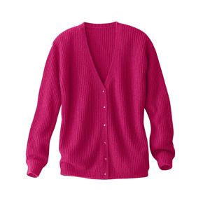 Blancheporte Vrúbkovaný sveter s výstrihom do "V" malinová 52