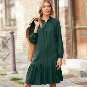 Blancheporte Košeľové jednofarebné šaty smaragdová 46