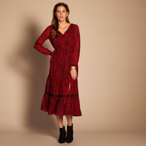 Blancheporte Dlhé šaty s kašmírovým vzorom čierna/červená 44