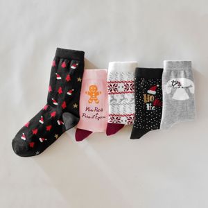 Blancheporte Ponožky s vianočnými motívmi, 5 párov sivá/ružová/čierna 39/42