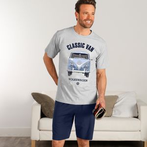 Blancheporte Pyžamo "Volkswagen" s krátkymi rukávmi a šortkami sivá/nám.modrá 97/106 (L)