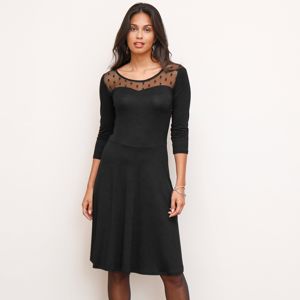 Blancheporte Jednofarebné šaty s výšivkou čierna 52