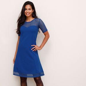 Blancheporte Rozšírené šaty s čipkovanými vložkami modrá 52