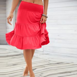Blancheporte Vzdušná volánová sukňa červená 50