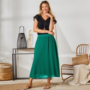 Blancheporte Dlhá sukňa s výšivkou zelená 50