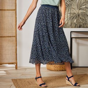 Blancheporte Dlhá rozšírená sukňa s minimalistickým dizajnom nám.modrá 46/48