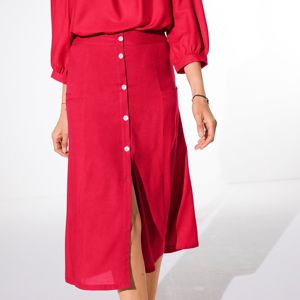 Blancheporte Jednofarebná dlhá sukňa s gombíkmi červená 52