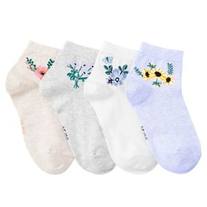 Blancheporte Jednofarebné a melírované ponožky sa zladeným motívom kvetín, súprava 4 páry melír 39/42