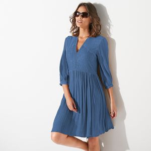 Blancheporte Šaty s čipkovanými detailmi modrosivá 54