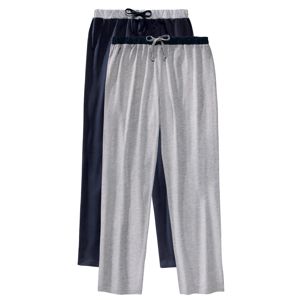 Blancheporte Súprava 2 rovných pyžamových nohavíc nám.modrá+sivý melír 64/66