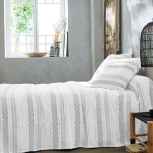 Blancheporte Prikrývka na posteľ s tkanými pruhmi sivá obliečka na vankúš 65x65cm