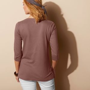 Blancheporte Jednofarebné tričko s 3/4 rukávmi gaštanová 52