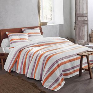 Blancheporte Prikrývka na posteľ s tkanými pruhmi oranžová/fialová obliečka na vankúš 65x65cm