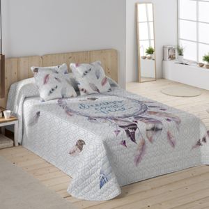 Blancheporte Prešívaná prikrývka na posteľ s potlačou Lapač snov biela obliečka na vankúš 65x65cm