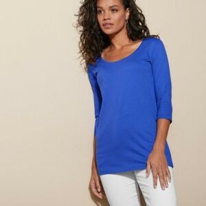 Blancheporte Jednofarebné tričko s 3/4 rukávmi azurová modrá 54