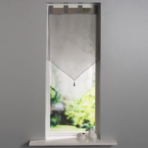 Blancheporte Dvojfarebná vitrážová záclonka do špičky zakončená pútkami sivá /biela 45x120cm