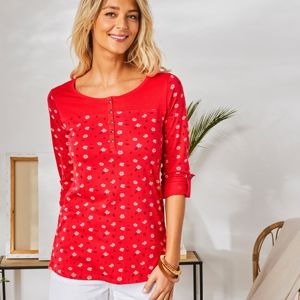 Blancheporte Tuniské tričko s potlačou rastlín červená 50