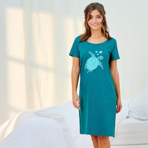 Blancheporte Krátka nočná košeľa s potlačou korytnačky zelená 42/44
