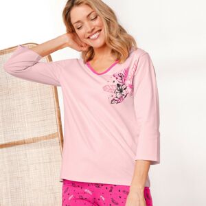 Blancheporte Pyžamové tričko so 3/4 rukávmi a stredovou potlačou kvetín ružová 52