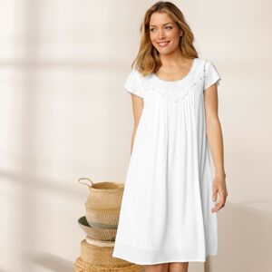 Blancheporte Šaty s macramé z jednofarebného krepónu biela 42