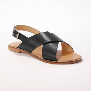 Blancheporte Ploché kožené sandále, čierne čierna 39