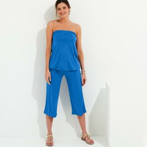 Blancheporte 3/4 široké jednofarebné nohavice modrá 50